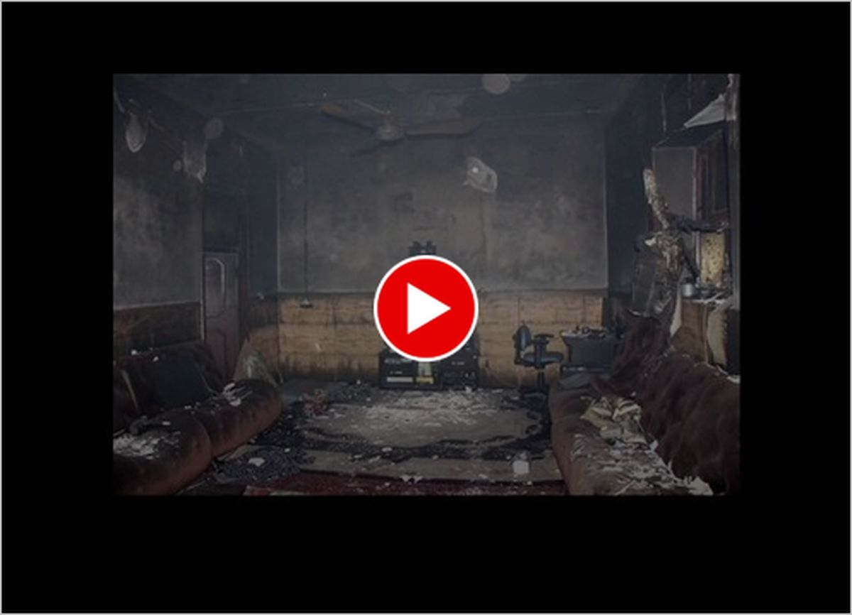 ببینید | انفجار و آتش‌سوزی به دلیل اتصالی برق در یک خانه !